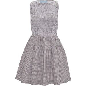 Hill House Mini Dress in Brown and White Gingham